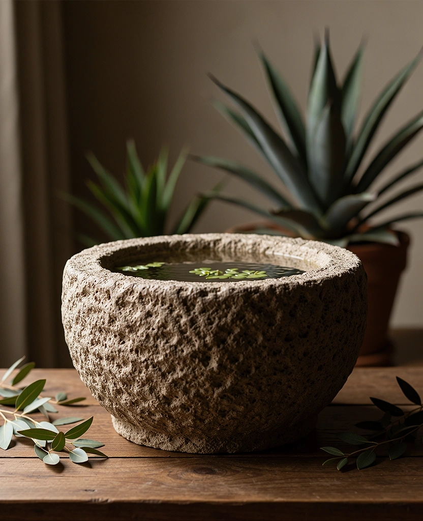 Agua y textura de piedra