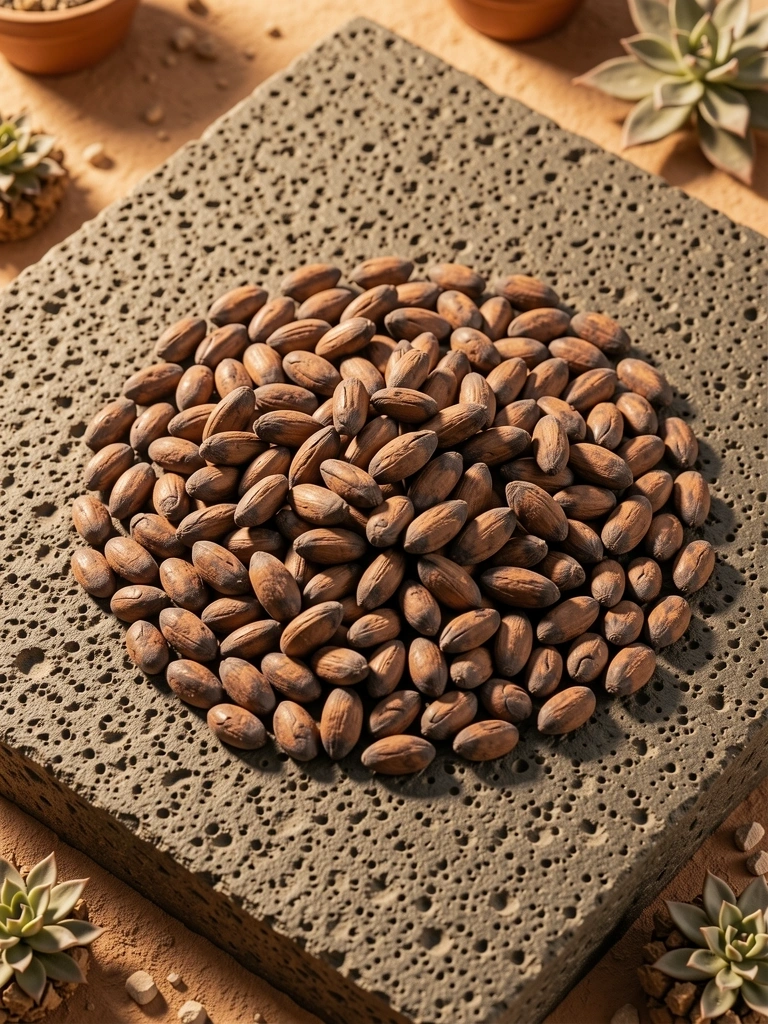 Cacao crudo sobre piedra